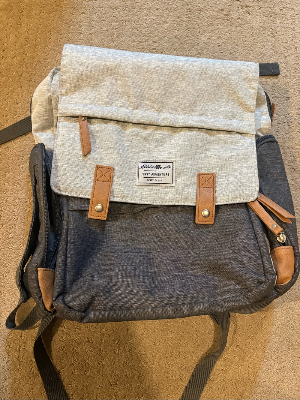 Eddie Bauer Two-Tone Gray Canvas Backpack/Diaper Bag